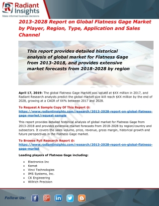 Flatness Gage Market Is Growing From 2018 To 2028| Key Players-Electronics, Kemet, Vinci Technologies,