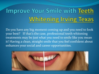 Improve Your Smile With Teeth Whitening Irving Tx