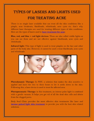 Types Of Lasers And Lights Used For Treating Acne