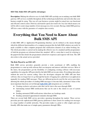 Bulk SMS API and Its Advantages