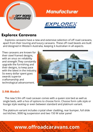 Off Road Caravans Manufacturer - Explorex Caravans