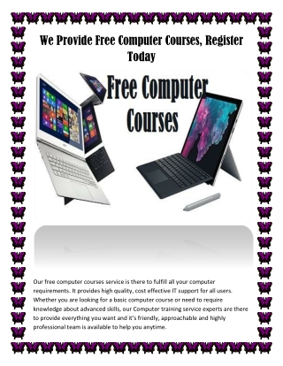 We Provide Free Computer Courses, Register Today