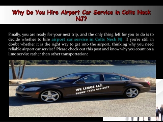 Why Do You Hire Airport Car Service in Colts Neck NJ?