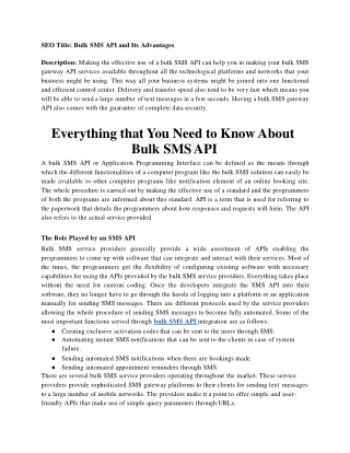 Bulk SMS API and Its Advantages for Your Business