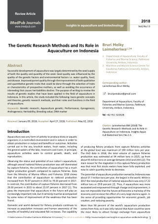 The Genetic Research Methods and Its Role in Aquaculture on Indonesia