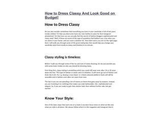How to Dress Classy And Look Good on Budget!