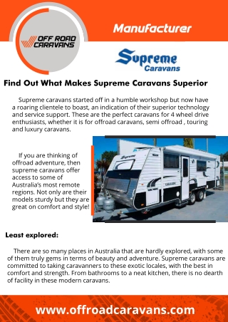 Off Road Caravans Manufacturer - Supreme Caravans