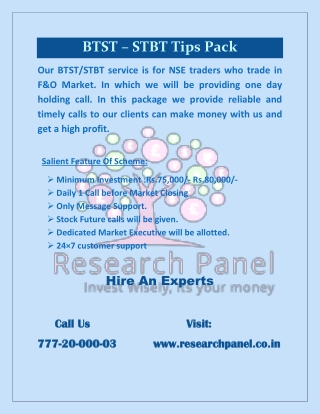 Research Panel BTST-STBT Tips Pack