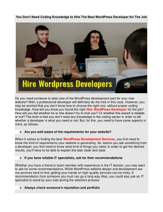 You don’t need coding knowledge to hire the best WordPress developer for the job