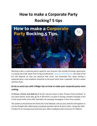 How to make a Corporate Party Rocking? 5 tips