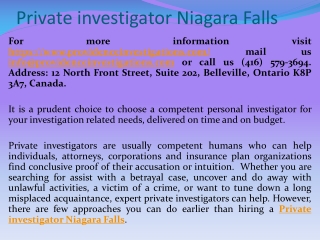 Private investigator Niagara Falls