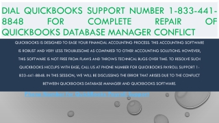 Phone Number for QuickBooks Payroll Support 1-833-441-8848