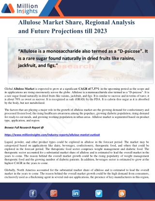 Allulose Market Share, Regional Analysis and Future Projections till 2023