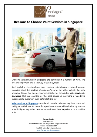 Reasons to Choose Valet Services in Singapore