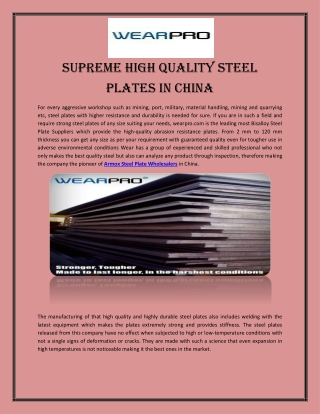 Supreme High Quality Steel Plates in China