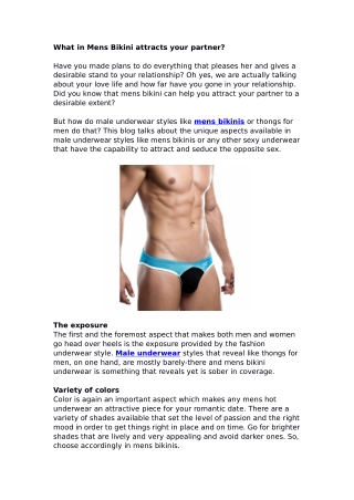 What in Mens Bikini attracts your partner?