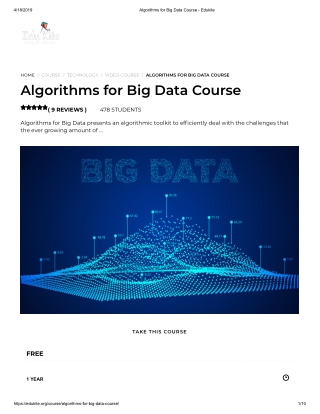 Algorithms for Big Data Course - Edukite