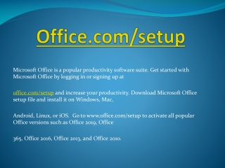 www.Office.Com/Setup - Enter Office Product Key