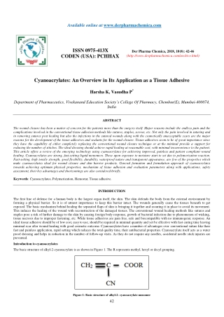 Cyanoacrylates: An Overview in Its Application as a Tissue Adhesive