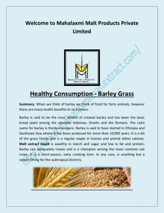 Pharma Grade Malt Extract, Non Alchoholic Beverages Grade Malt Extract