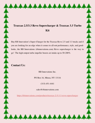 Traxxas 2.5/3.3 Revo Supercharger & Traxxas 3.3 Turbo Kit