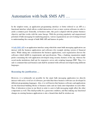 Reasoning with the ease of bulk SMS API …