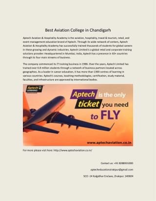 Best Aviation College in Chandigarh