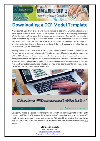 Downloading a DCF Model Template