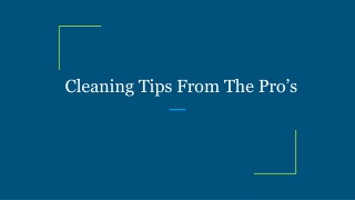 Cleaning Tips From The Pro’s