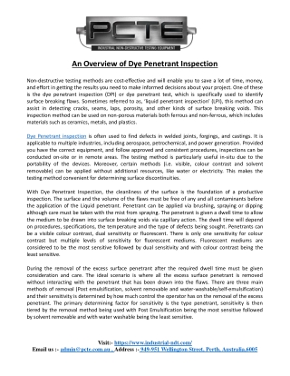 An Overview of Dye Penetrant Inspection