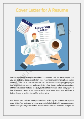 Cover Letter for A Resume