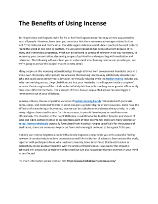 The Benefits of Using Incense