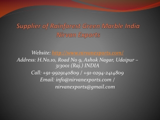 Supplier of Rainforest Green Marble India Nirvan Exports