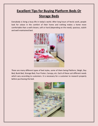 Excellent Tips For Buying Platform Beds Or Storage Beds