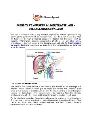 Senior Liver Transplant Surgeon in Delhi