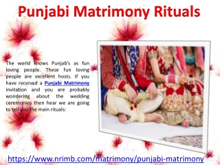 Punjabi Matrimony – Ritual & Traditions