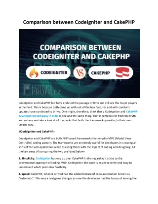 Comparison between CodeIgniter and CakePHP