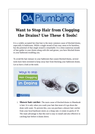 Want to Stop Hair from Clogging the Drains? Use These 4 Tools!