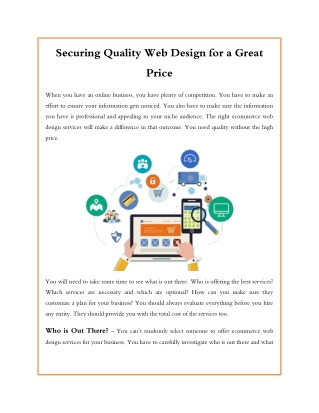 Securing Quality Web Design for a Great Price
