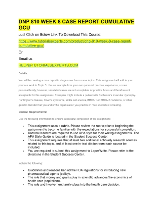 DNP 810 WEEK 8 CASE REPORT CUMULATIVE GCU