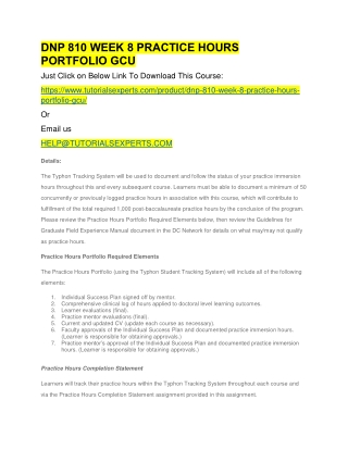 DNP 810 WEEK 8 PRACTICE HOURS PORTFOLIO GCU