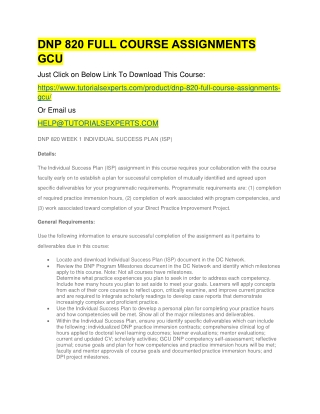 DNP 820 FULL COURSE ASSIGNMENTS GCU