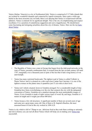 facts about Venice