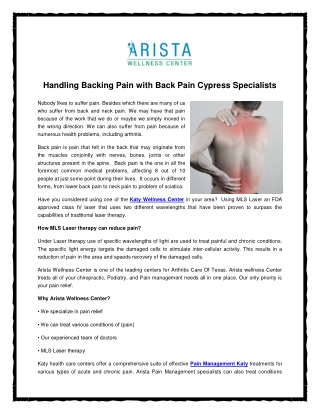 Back Pain Cypress Specialists