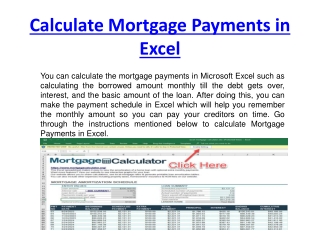 How to Calculate Mortgage Payments in Excel