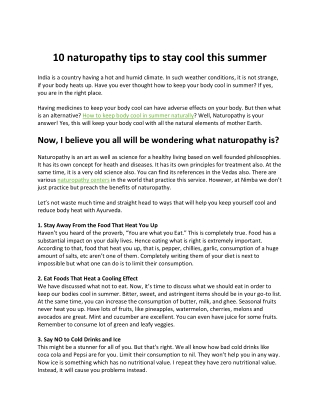 10 naturopathy tips to stay cool this summer