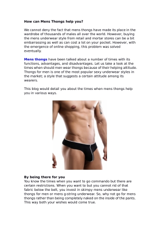 How can Mens Thongs help you?