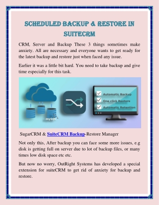 Scheduled Backup & Restore in SuiteCRM