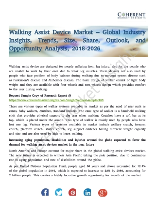 Walking Assist Device Market – Global Industry Insights, Trends, Size, Share, Outlook, and Opportunity Analysis, 2018-20