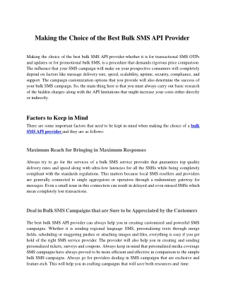 Bulk SMS API Provider and the Importance of Making the Right Choice
